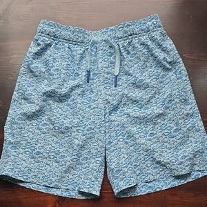Southern Tide Aqua Fish Print Swim Trunks